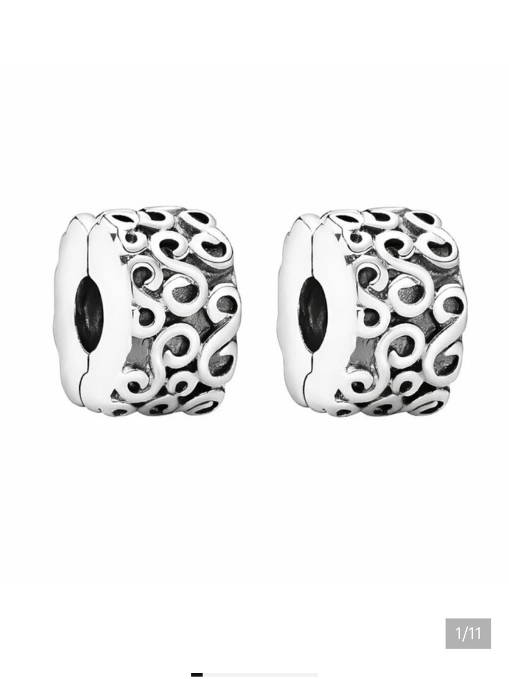 Pandora sterling Silver Filigree clip charm Pair